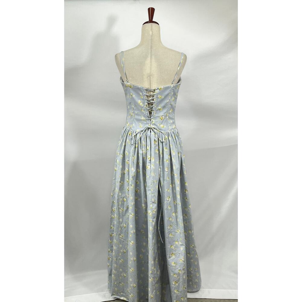 HOUSE OF CB Sz M Medium Bigger Cup Blue Dress Rona Blue Floral Corset - Picture 4 of 11